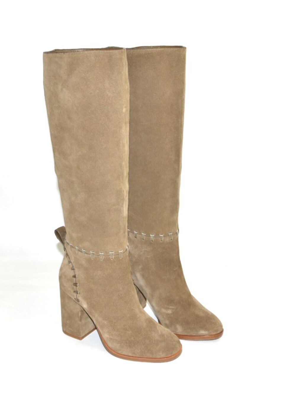 New Tory Burch Contraire Size 5 Block Heel Suede Boot River Rock Brown
